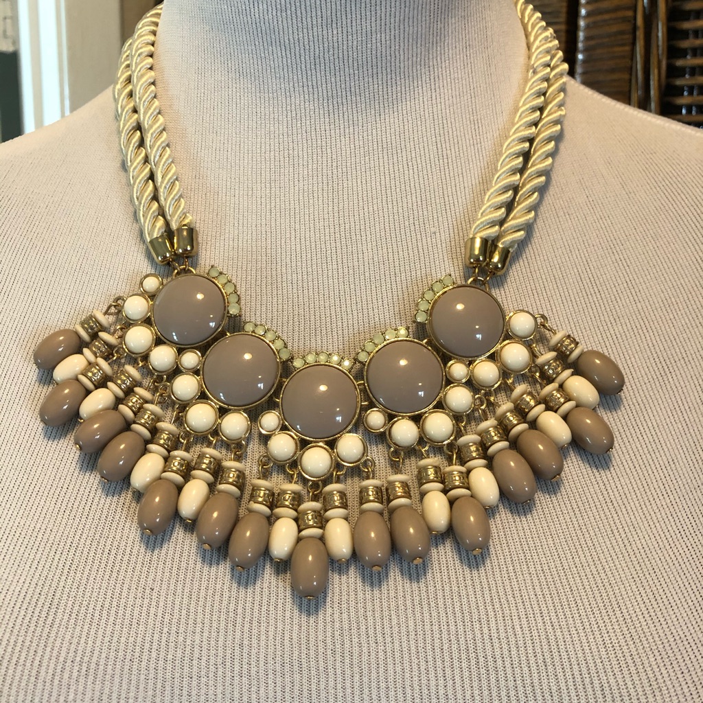 Gray White Statement Necklace 25$